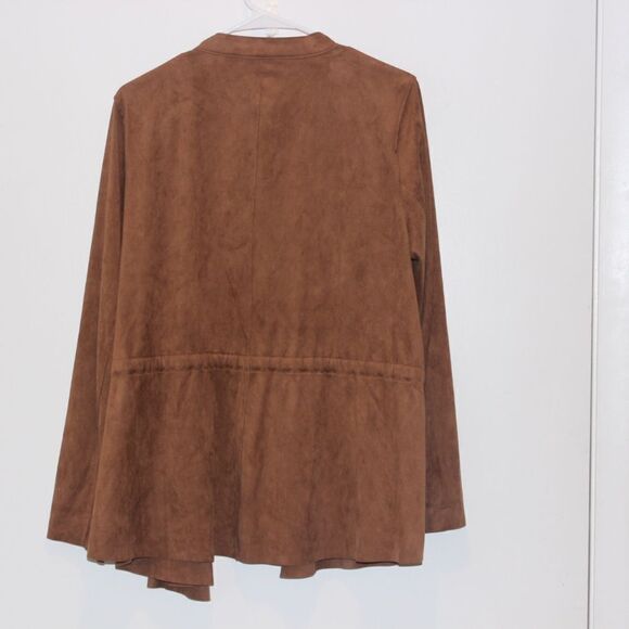 SOFT SURROUNDINGSShape Drape Suede Jacket cardigan  in Saddle Size large - Picture 4 of 9